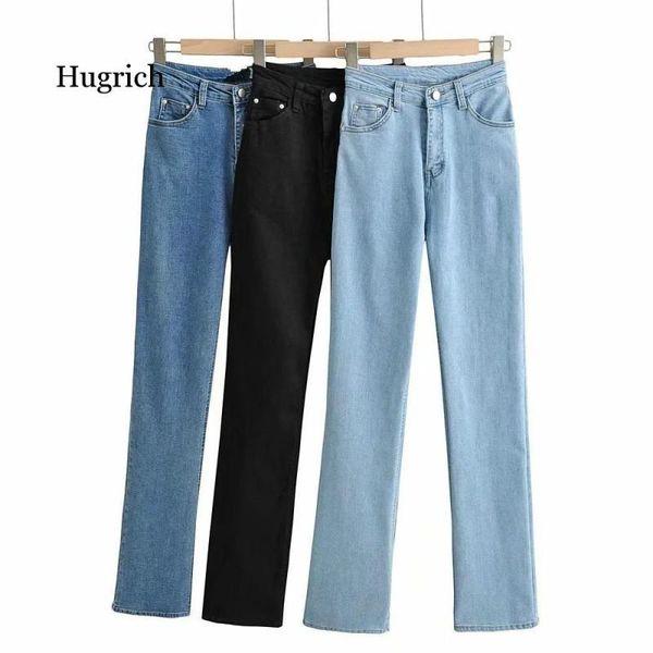 

european and american style jeans women's 2021 high waist micro flared thin floor dragging pants, Blue
