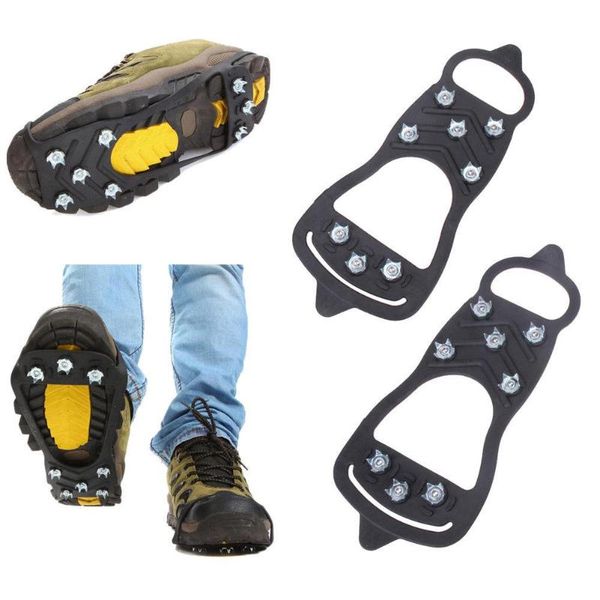 

sale: winter sport goods ice crampons 8 nails outdoor elastic latex camping snowy non-slip shoes cover 1 pair hiking cords, slings and webbi