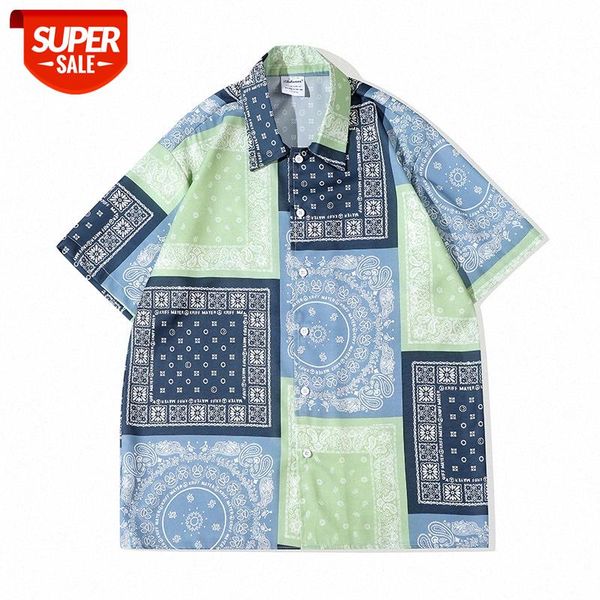 

national vibe style cashew flower short-sleeved shirt for men and women weiyi loose hip-hop handsome couple #8n45, White;black
