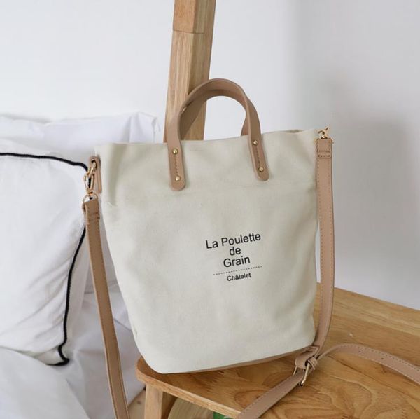 

2021 fashion candy color letter canvas bag casual one-shoulder messenger bags literary simple handbag