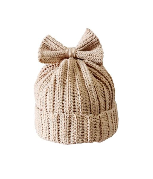 

beanies bomhcs women bow khaki hats handmade knitted hat ski cap crochet beanie