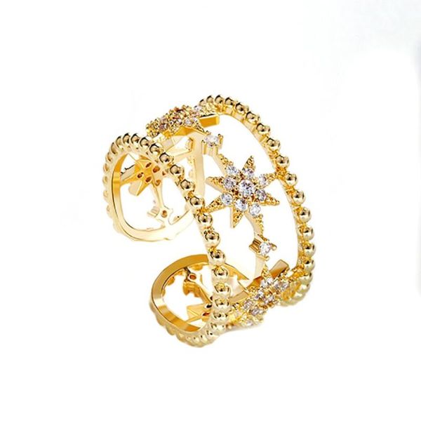 

wedding rings luxury zircon gold student opening for woman 2021 fashion engagement finger jewelry party girl's ring, Slivery;golden