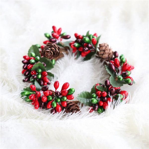 

decorative flowers & wreaths christmas wreath pine cone creative artificial flower berries candle ring garland for ornaments wedding decorat