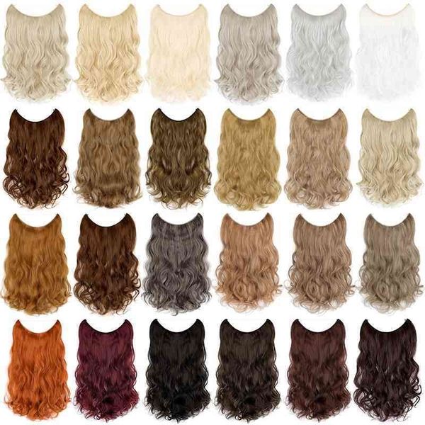 

curtain long curly fishline hair receiving traceless piece fashion wig female, Black