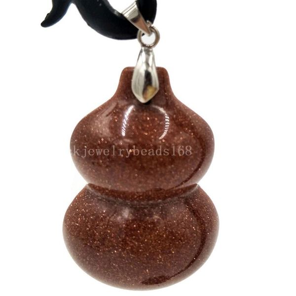 

pendants tigers eye goldstone blue sand opal crystal a half gourd pendant bead 1pcs wfh448, Black