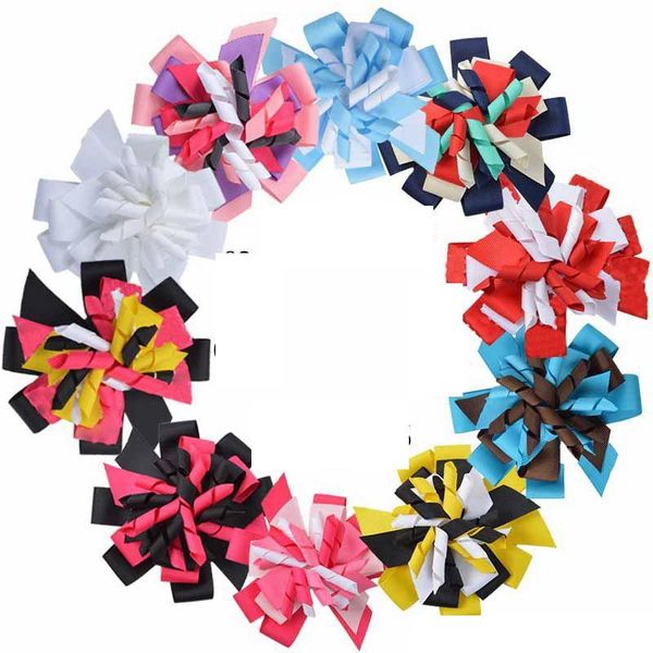 

2021 girl m2mg hairbows layered korker curly ribbon hair bows clips boutique kids corker hair bands hairclips headwear accessories, Slivery;white