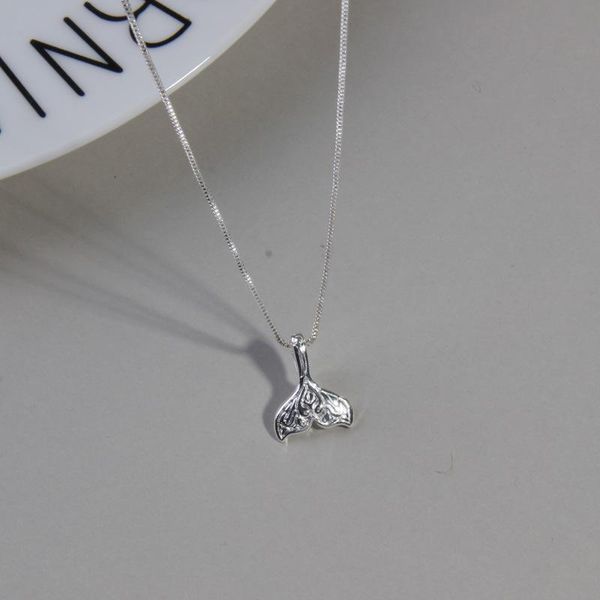 

pendant necklaces women necklace 925 sterling silver little mermaid shape contracted fashoin charm choker clavicle chain for party fri