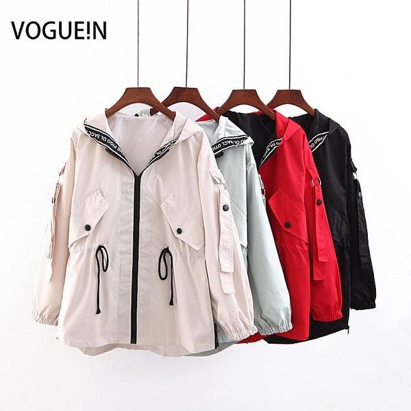 

women's trench coats voguein womens hooded long sleeve coat jacket outwear xl 2xl 5 sizes wholesale, Tan;black