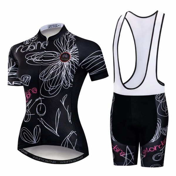 

racing sets weimostar short sleeve mtb bicycle jerseys+(bib) shorts set black club women cycling jersey for lady bike team clothing, Black;blue