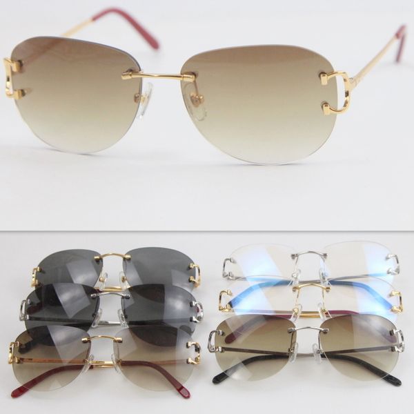 

wholesale selling uv400 protection 4193828 rimless sunglasses fashion men woman sport glasses outdoors driving gold metal frame eyeglasses m, White;black