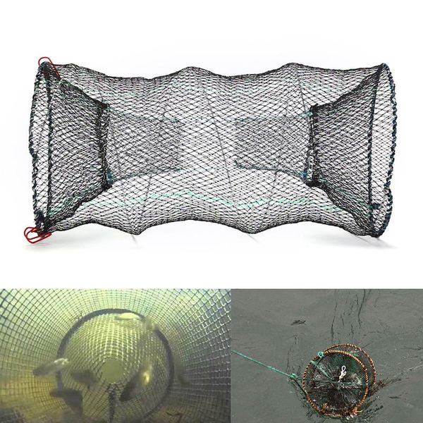 

fishing accessories 1pcs crab cage folding 2 hole spring shrimp lobster net trap