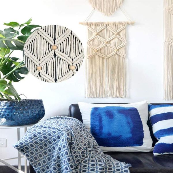 

tapestries 4# wooden craft tapestry diy accessories bead cotton thread set home textile handmade decorative cord
