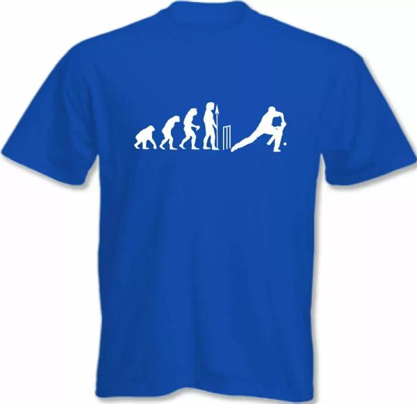 

Cricket T-Shirt Evolution Of Mens Funny Cricketer, White;black