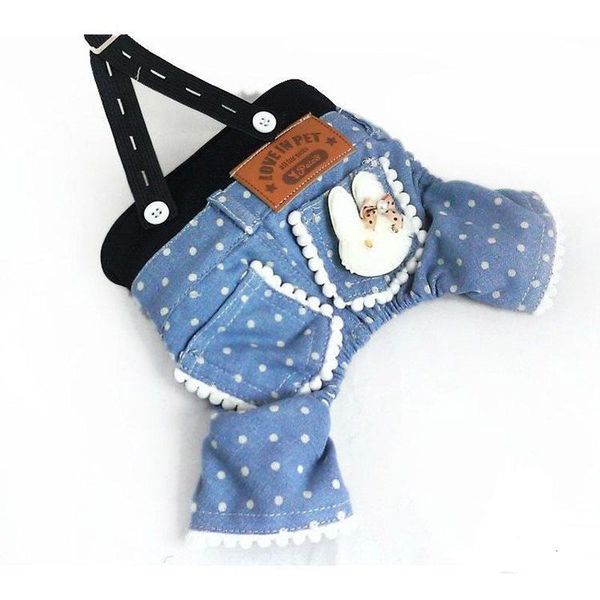 

dog apparel spring summer pet clothing dot blue jumpsuits jeans pants overalls jumpsuit for chihuahua small dogs clothes
