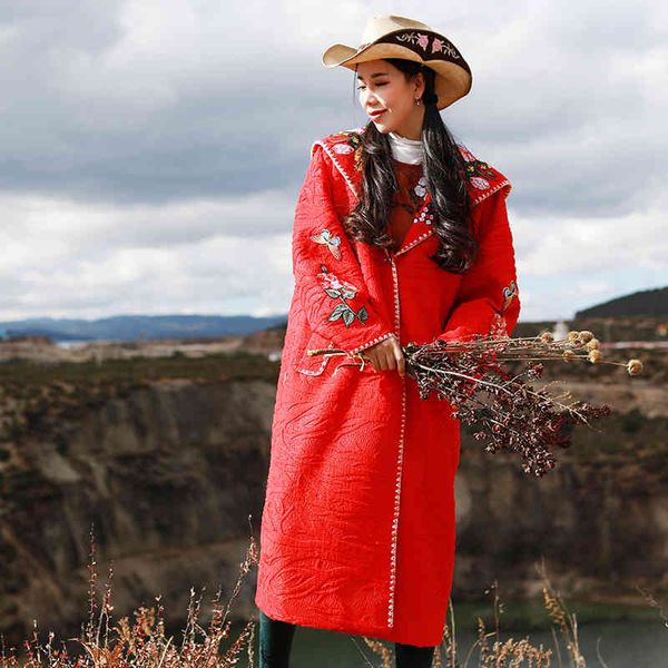

women's trench coats fall women autumn casual loose sweet red lace long coat ladies elegant embroidery hooded clothes casacas para muje, Tan;black