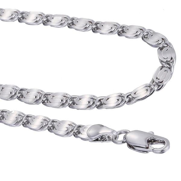 

4mm womens mens chain snail link white gold filled gf necklace lobster clasp men jewelry wholesale dgn397 chains, Silver