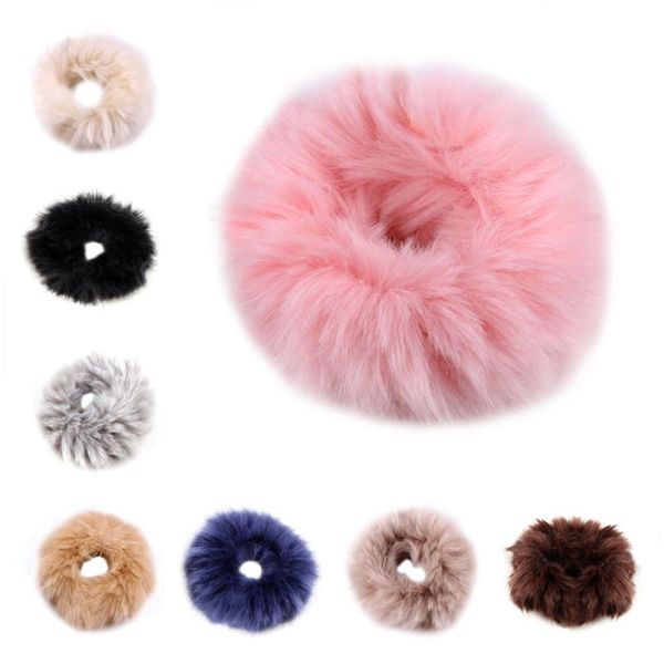 

hair clips & barrettes faux fur headbands elastic ring rope band round fluffy pompom accessories for women lady, Golden;silver