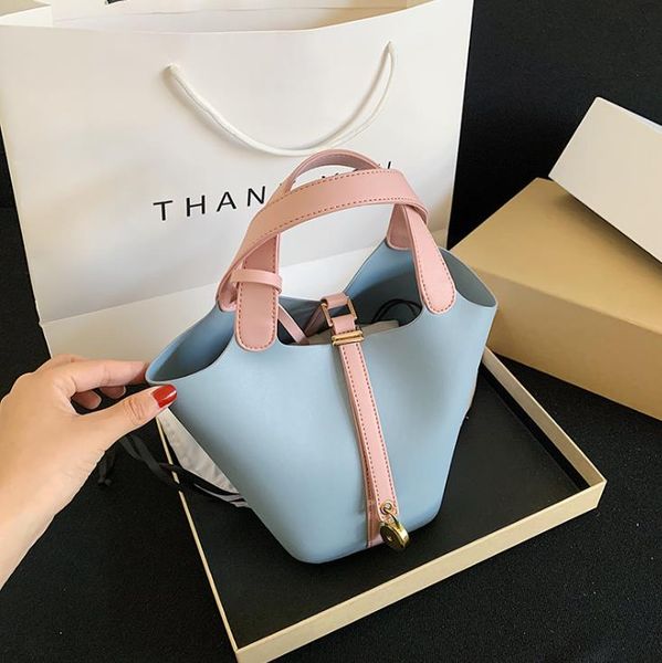 

cross body 2021 basket fashion hit color messenger bucket bag simple large-capacity handbag