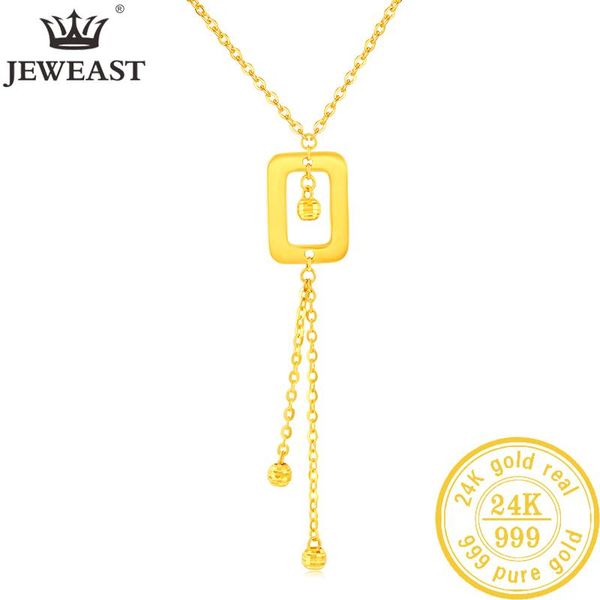 

chains jlzb 24k pure gold necklace real au 999 solid chain beautiful upscale trendy classic party fine jewelry sell 2021, Silver