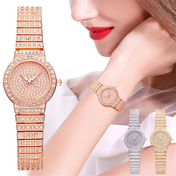 

woman watch 2021 all-match fashion female stainless steel dial quartz rhinestone casual luxury gift wristwatches, Slivery;brown