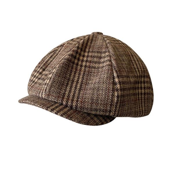 

berets men's cap plaid sboy hat beret men women painter lattice gatsby octagonal vintage ivy gentlemen hats blm362, Blue;gray