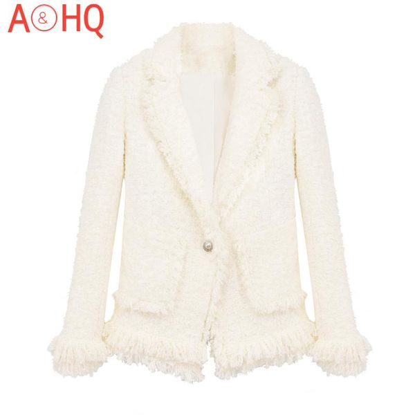 

women's jackets white tweed jacket 2021 spring / autumn slim slimming ladies coat, Black;brown