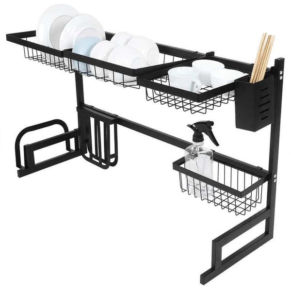 

kitchen over sink storage holder drainer bowl tableware dish drying rack stainless steel home shelf dinnerware organizer & organization