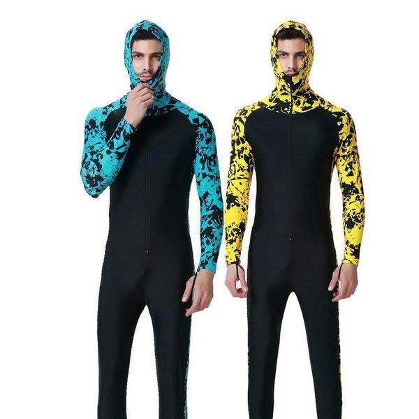 

one-piece suits sbart hooded men full body one piece wetsuit swimsuit sun protection clothing jellyfish submersible snorkeling diving suit w