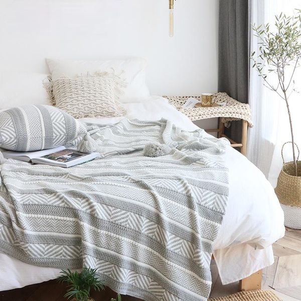 

blankets yiruio high-quality throw blanket bohemian stripe tassel delicate knitted home decor sofa cover summer bed soft throws
