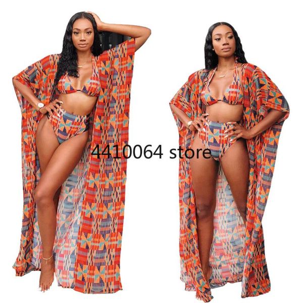 

ethnic clothing african clothes for women summer printing three pieces sets, Red