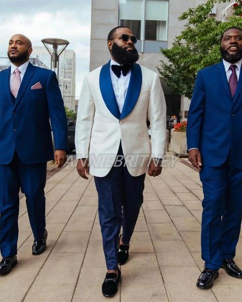 

men's suits & blazers fashion wedding suit for men blue shawl lapel slim fit 2 pcs(blazer+pants)custom made formal man party tuxedo set, White;black
