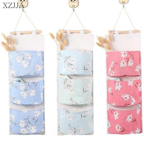 

storage boxes & bins xzjja multilayer suspension type cloth art bag organizers socks underwear receive pouch linen wall door wardrobe toy