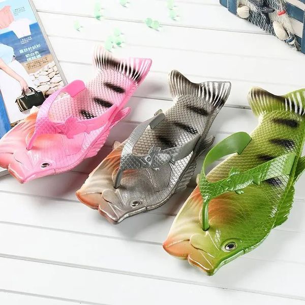 

slippers men and women sandals children funny fish shoes flip flops non-slip vibrato net celebrity couple styles, Black
