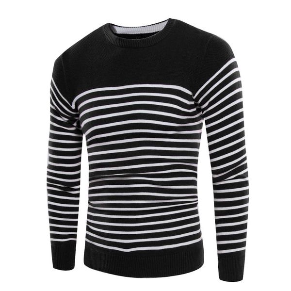

men's sweaters spring men knitted o-neck jumper cotton pullover knitting white black navy grey striped sweater brand clothing