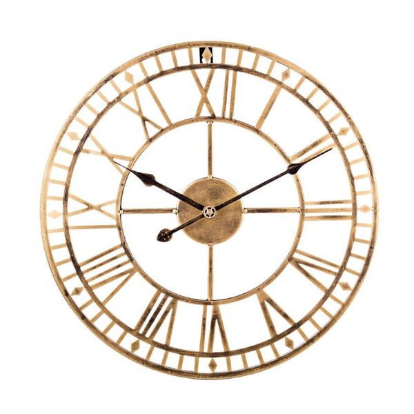 

inches 60cm iron hollow wall clock roman numerals silent hanging home decor - black clocks