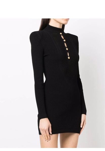 

1112 2022 runway dress spring autumn dress brand same style empire long sleeve white black crew neck flora print fashion sani