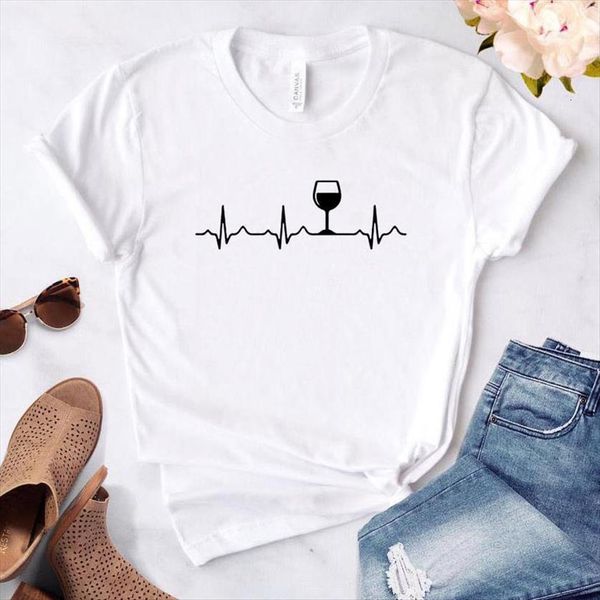 

wine heartbeat summer casual womens harajuku letter print tee female clothing, White