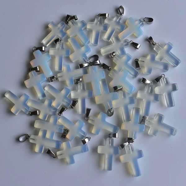 

natural opal stone cross charms pendants for jewelry making diy earrings necklace, Bronze;silver