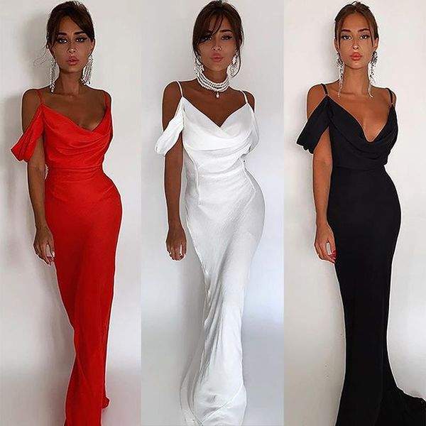 

casual dresses 2021women's fashion temperament sling off shoulder solid color v-neck dress, Black;gray