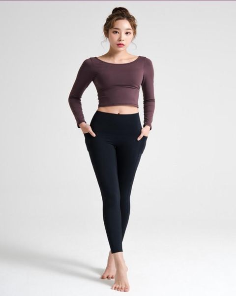 

yoga outfits autumn/winter sports t-shirt bra breathable stretch tight fitness with chest pad slim body long sleeves woman, White;red