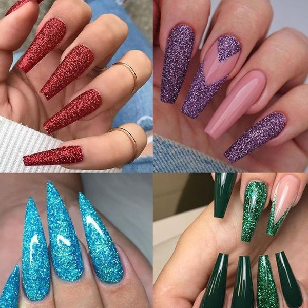 

summer colourful nail art design shiny glitter powder decorations professional fine dust for manicure accessories, Silver;gold