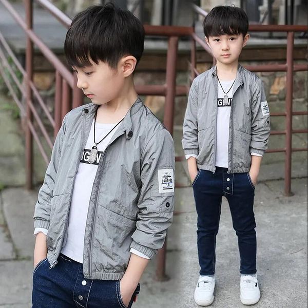 

boys jacket thin spring 2021 new childrens outwear clothes zipper cardigan jacket for kids wear korean fashion clothes, Blue;gray