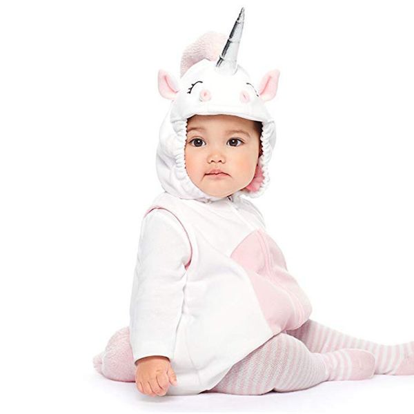 

mascot doll costume 0-3years baby cartoon white unicorn rompers kids birthday anniversary party role play dress up outfit halloween costume, Red;yellow
