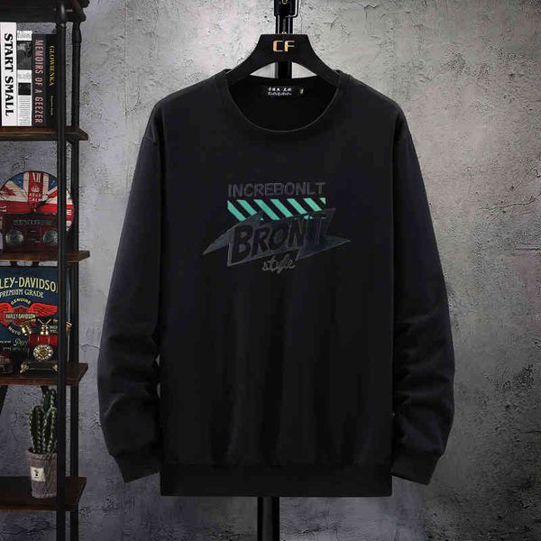 

hoodies 2021 fattening round neck long sleeve printing trend 330kg brother loose guy sweater bottomed coat, Black
