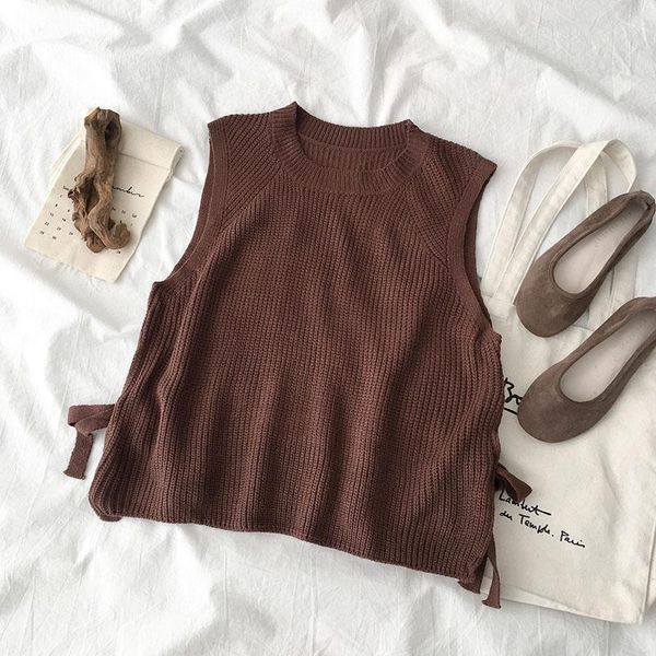 

women's vests 2021 spring arrival female student's sweaters vest korean wild sleeveless strapless women pullover, Black;white