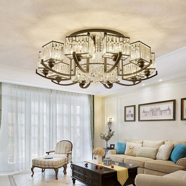 

ceiling lights modern simple plated crystal lustre e27 220v led plafonnier lamp for living room bedroom restaurant el
