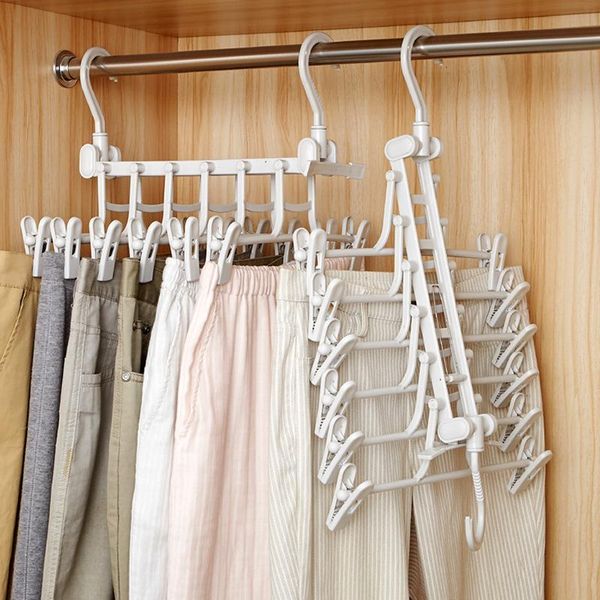 

multifunction folding multilayer pants racks household hangers wardrobes storage artifacts socks clip organizer &