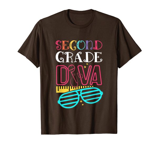

second grade gift 2nd grade diva new learning year t-shirt, White;black