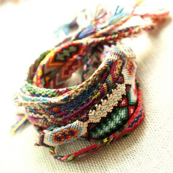 

designer woven rope bracelet boho summer bracelets vintage style colorfu 1.5cm width cotton knitted friendship bracelet jewelry hugs, Red;brown