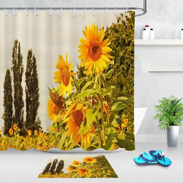 

shower curtains waterproof curtain with 12 hooks sunflower bathroom polyester mildew proof bath tub for home